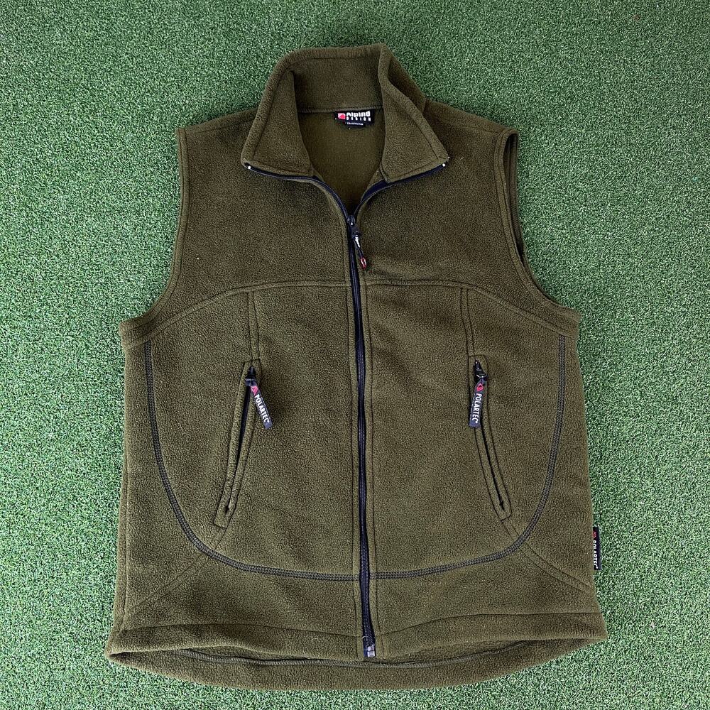 Alpine Design Olive Green Fleece Zipper Front Outdoor Vest Sz M